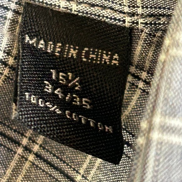 * John Varvatos Slim Fit 100% Cotton Long Sleeve Checks Shirt 15.5 34/35 - M1627 - Picture 6 of 7